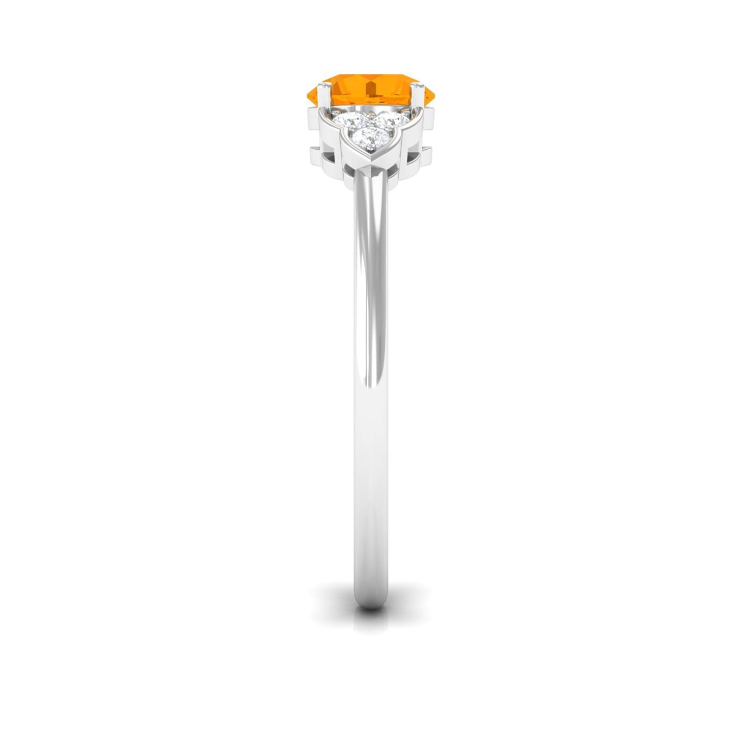 0.7 Carat Fire Opal Engagement Ring with Diamond Trio