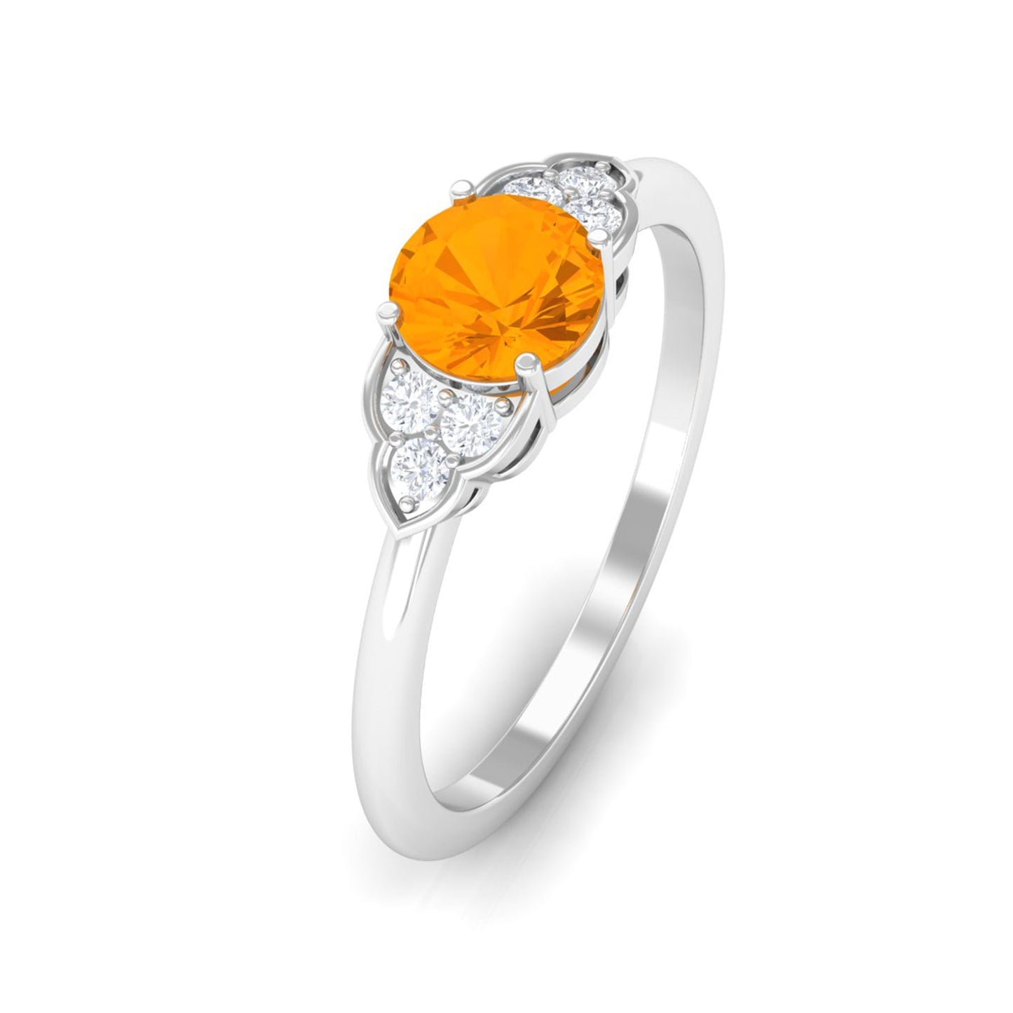 0.7 Carat Fire Opal Engagement Ring with Diamond Trio