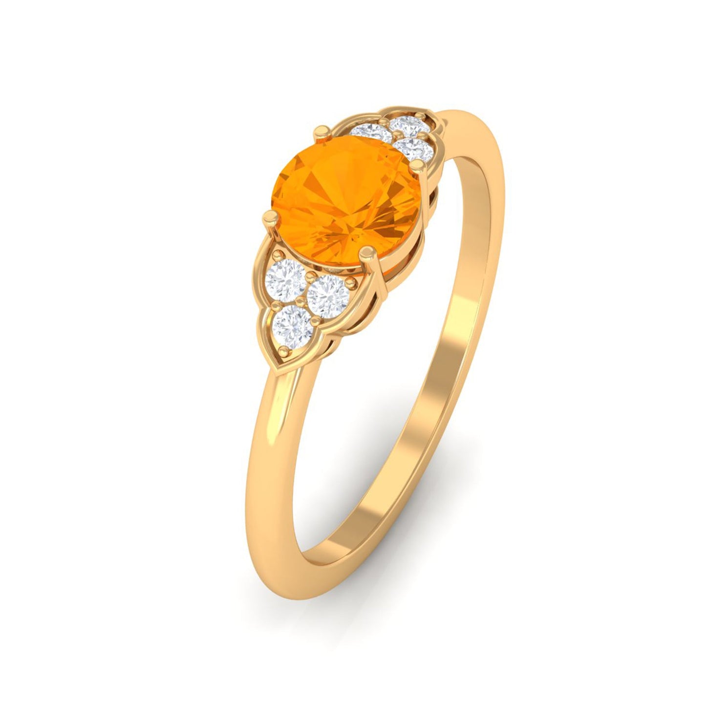 0.7 Carat Fire Opal Engagement Ring with Diamond Trio
