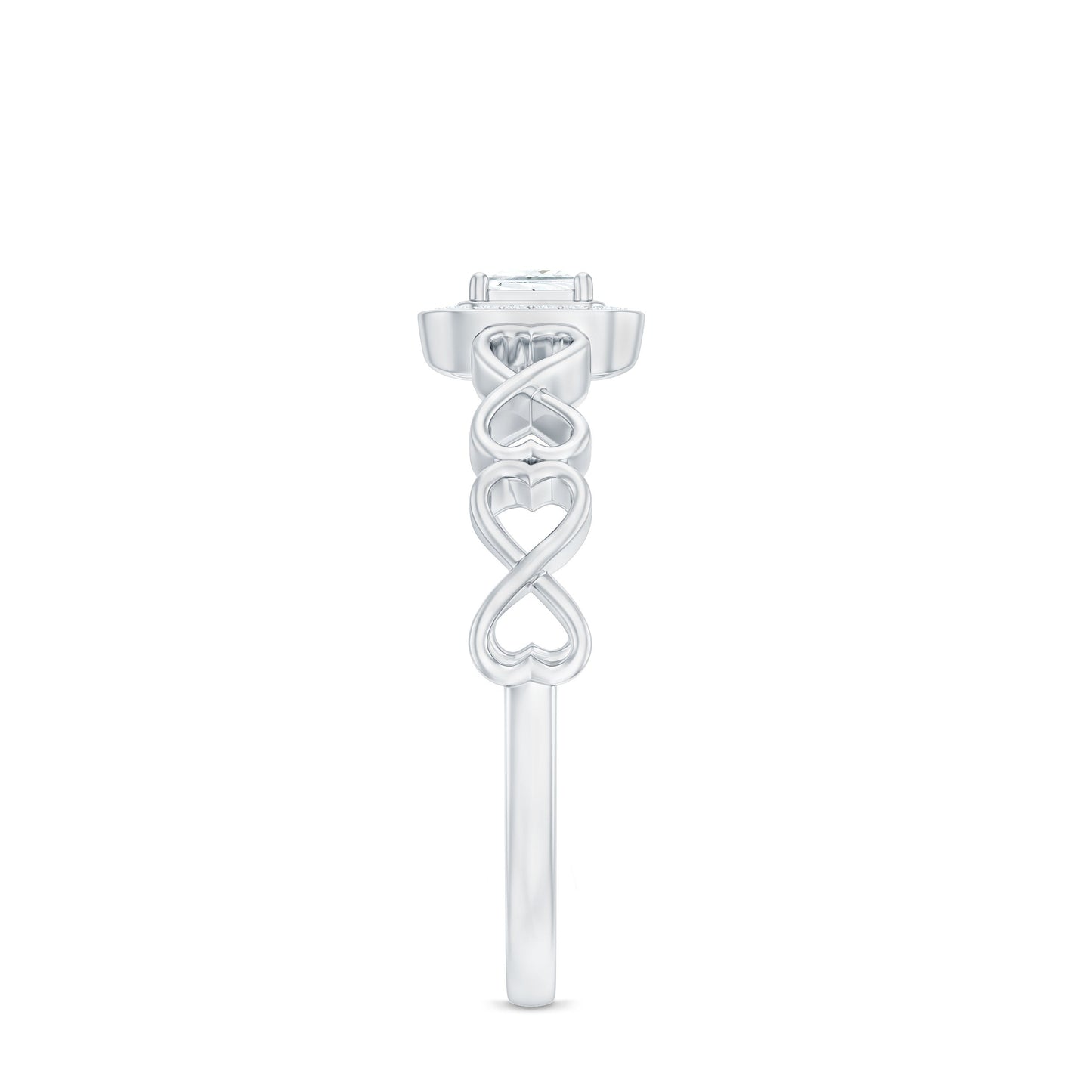 Certified Princess Cut Moissanite Infinity Engagement Ring