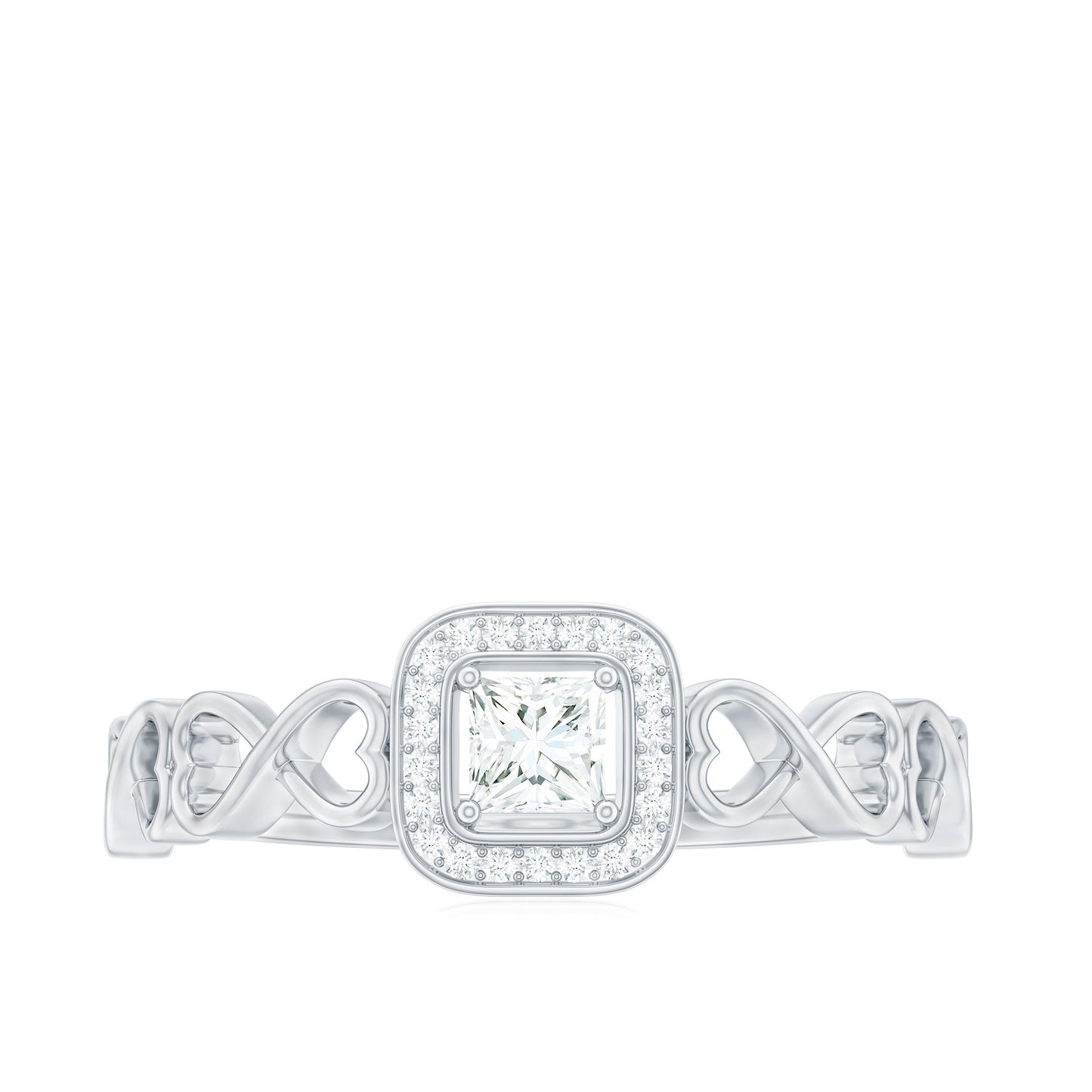 Certified Princess Cut Moissanite Infinity Engagement Ring