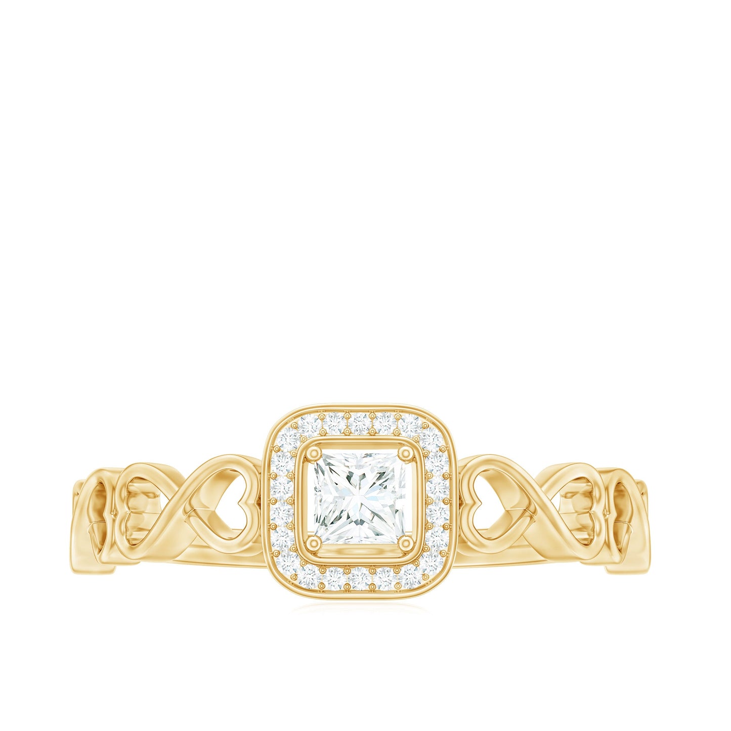Certified Princess Cut Moissanite Infinity Engagement Ring