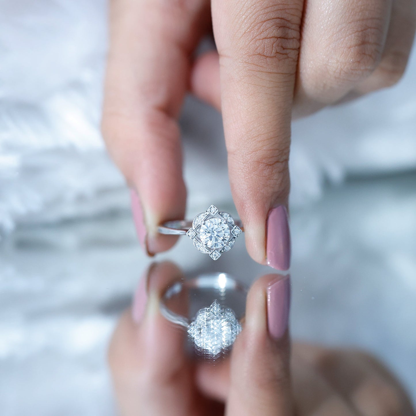 Vintage Inspired Moissanite Engagement Ring With Certificate