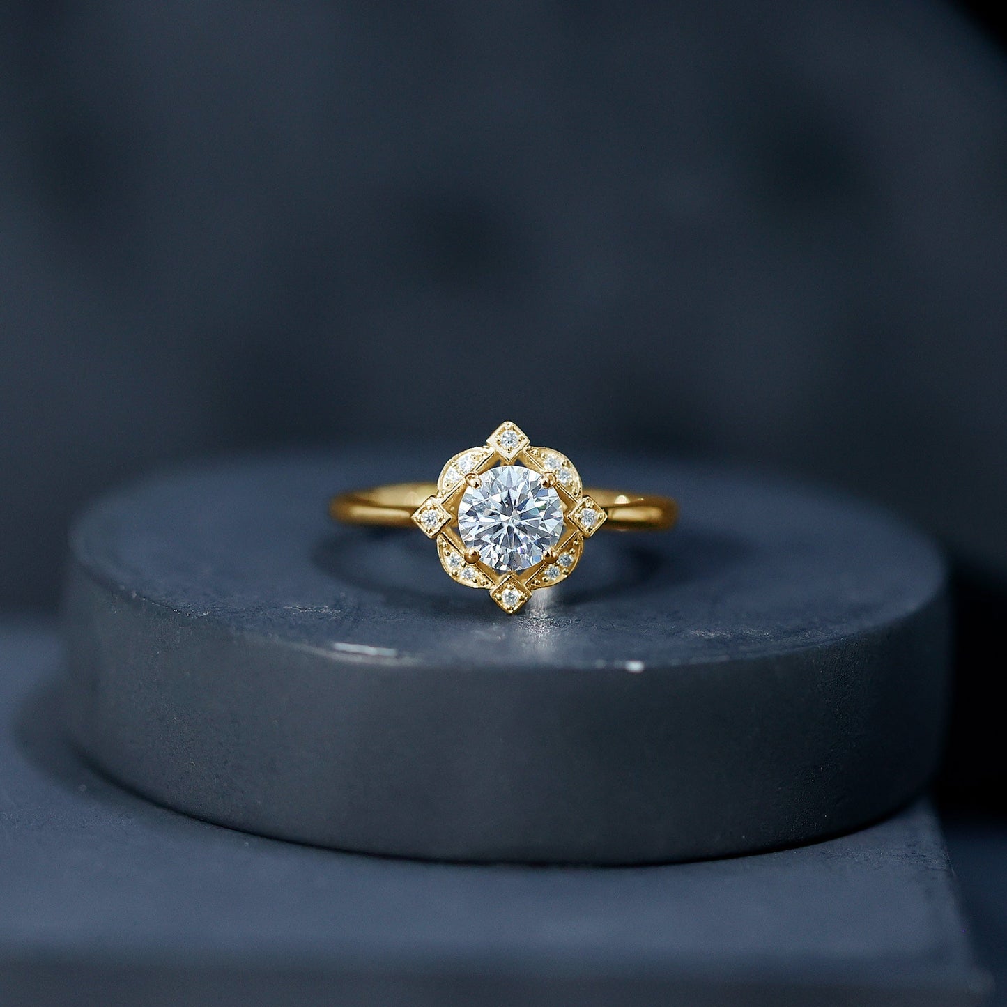 Vintage Inspired Moissanite Engagement Ring With Certificate