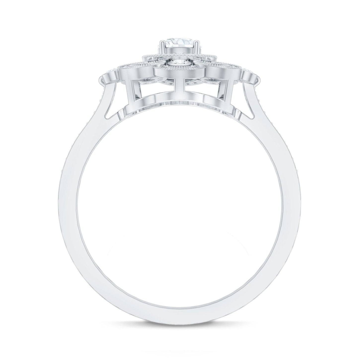 Certified Moissanite Antique Looking Engagement Ring for Women