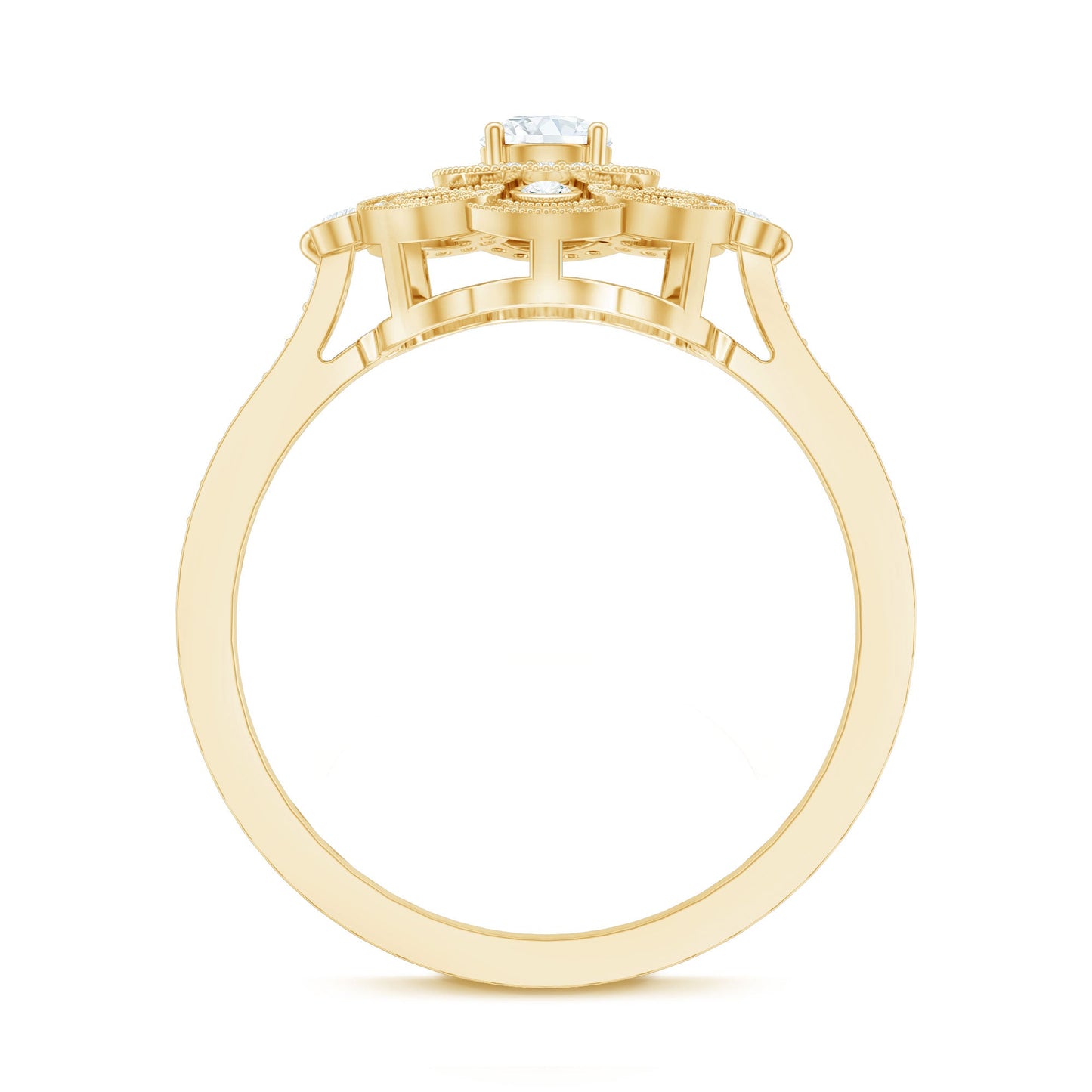Certified Moissanite Antique Looking Engagement Ring for Women
