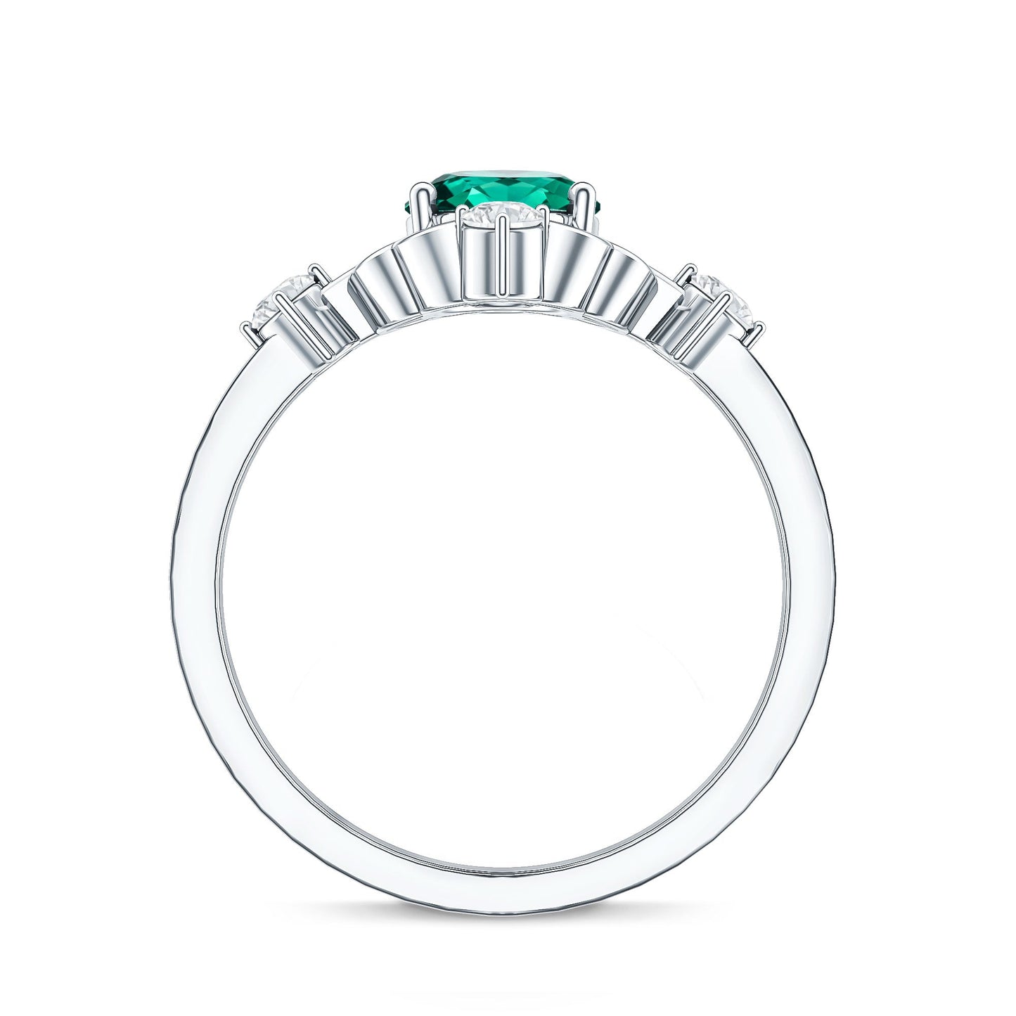 Vintage Inspired 1.2 Carat Lab Grown Emerald Oval Engagement Ring with Diamond