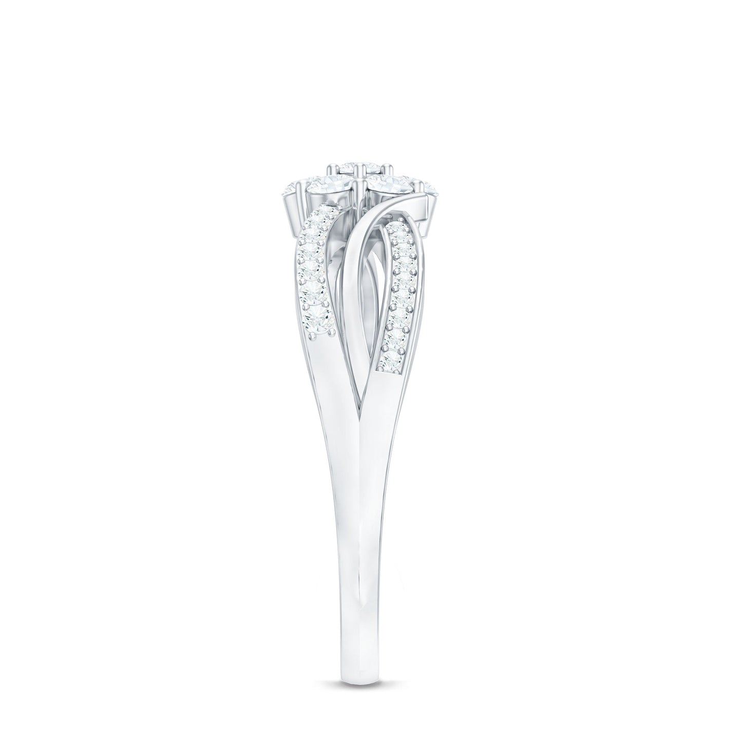 Certified Moissanite Flower Engagement Ring in Infinity Shank