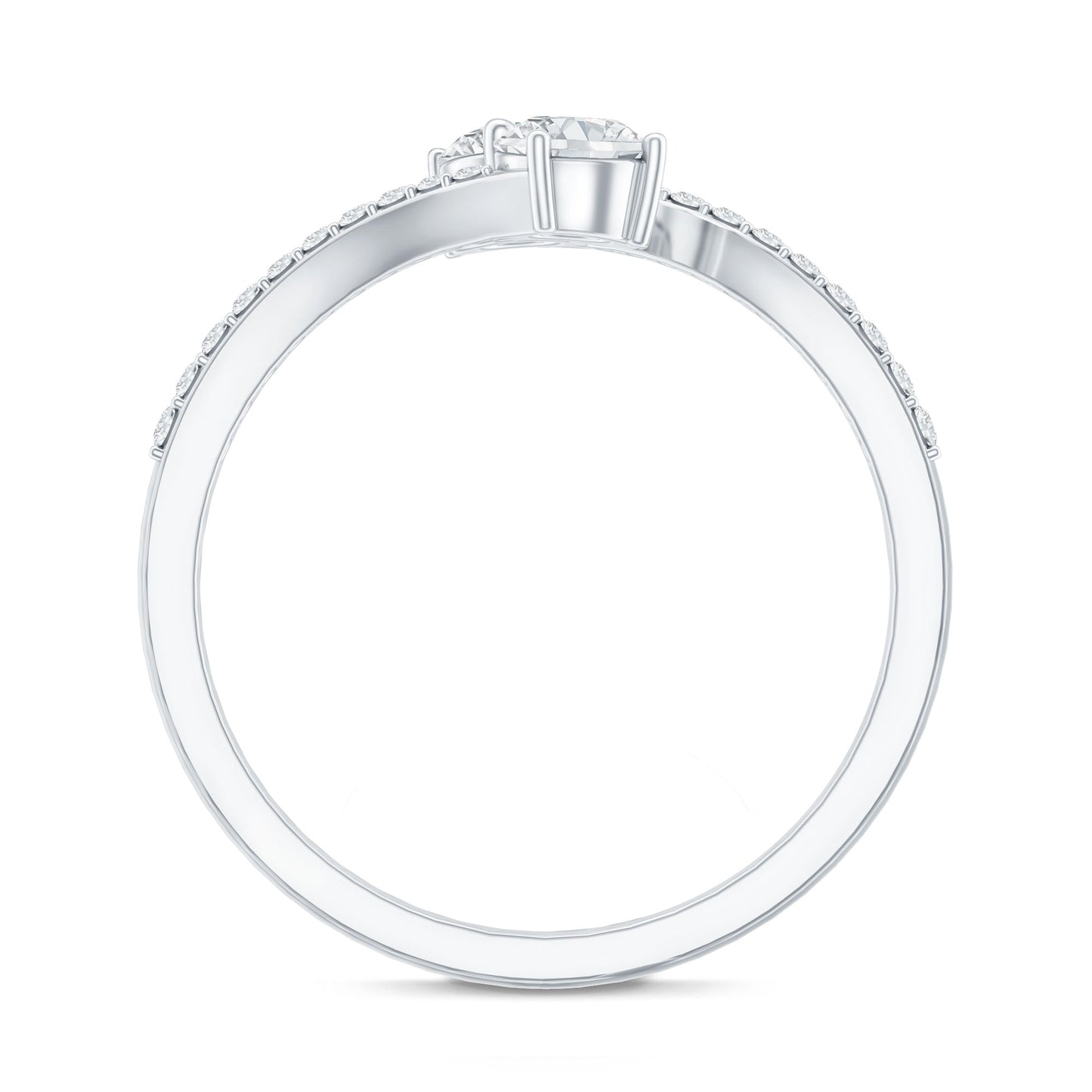 Certified Moissanite 2 Stone Promise Ring in Bypass Shank