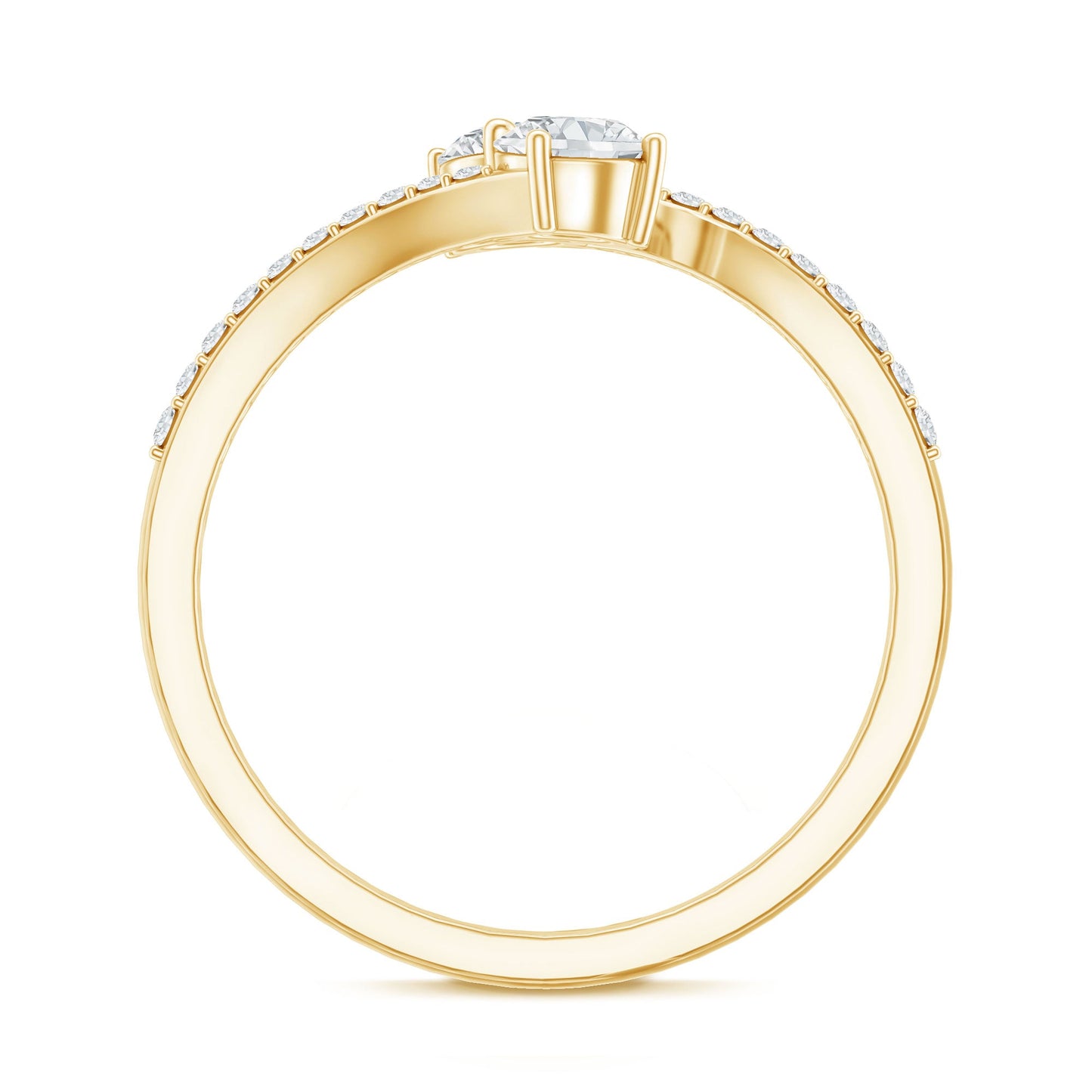 Certified Moissanite 2 Stone Promise Ring in Bypass Shank