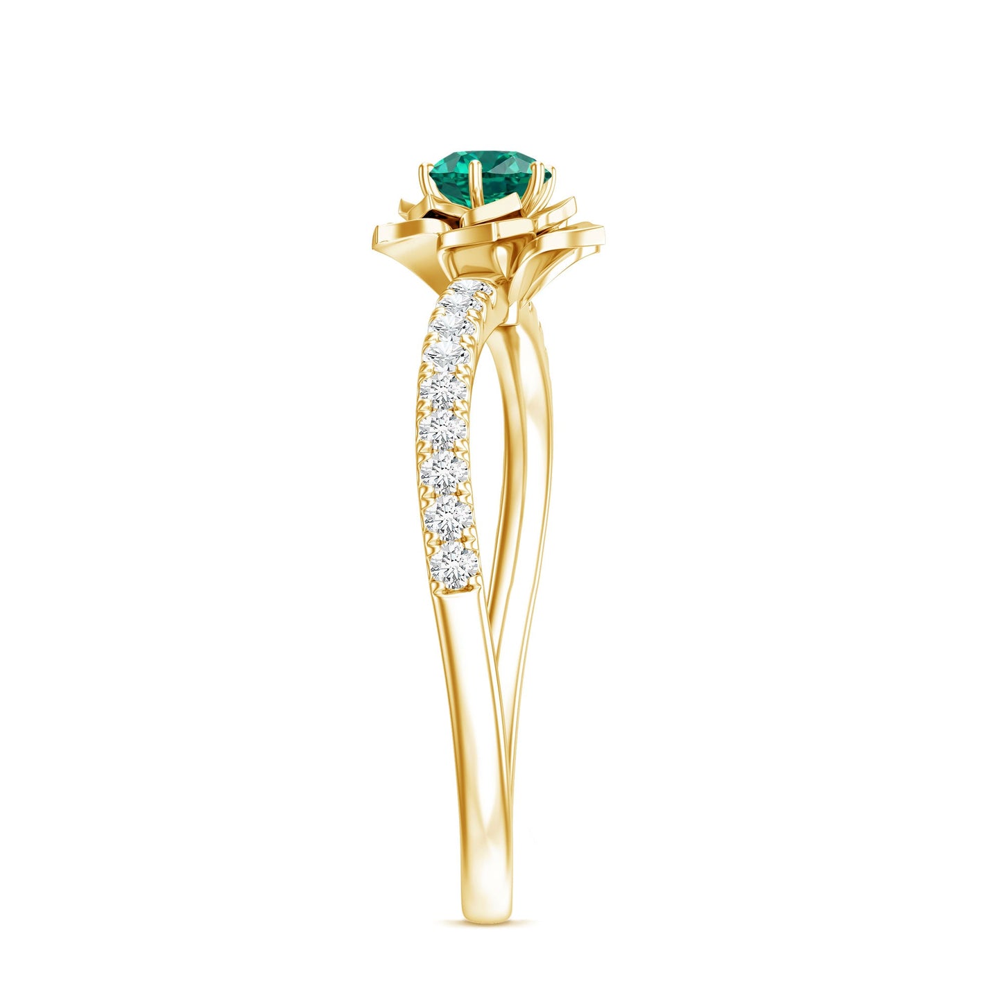 Certified Lab Grown Emerald Diamond Flower Engagement Ring