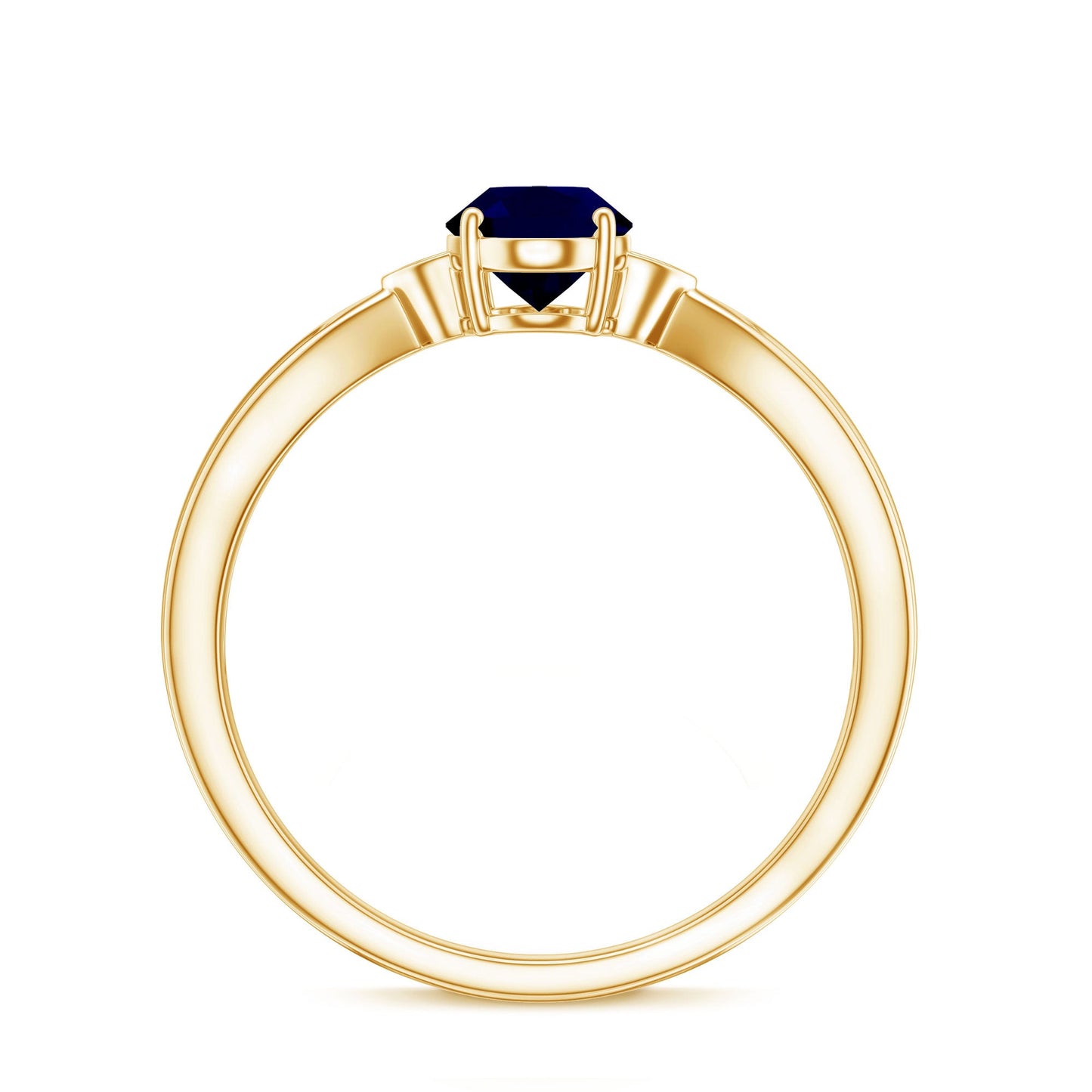 Oval Shape Real Blue Sapphire Solitaire Ring with Diamond