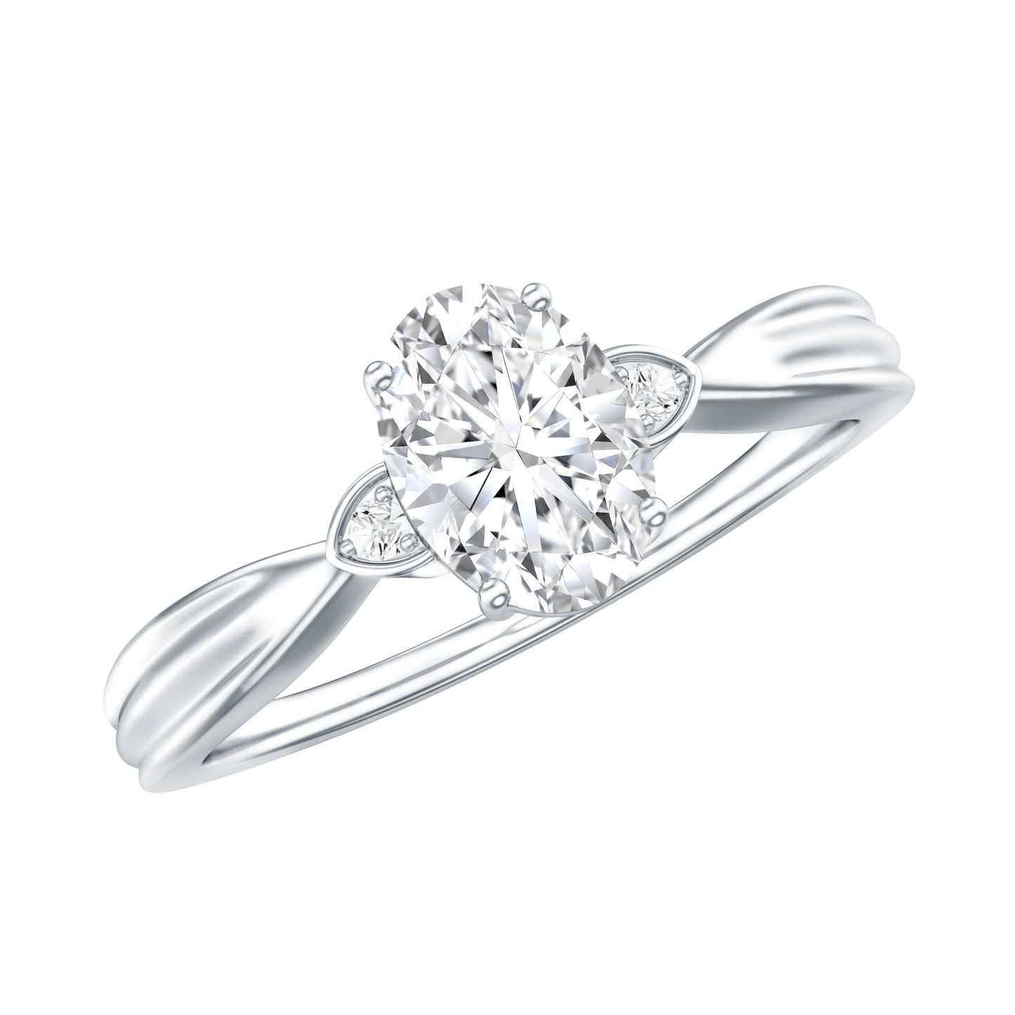 Oval Moissanite Solitaire Engagement Ring with Certificate