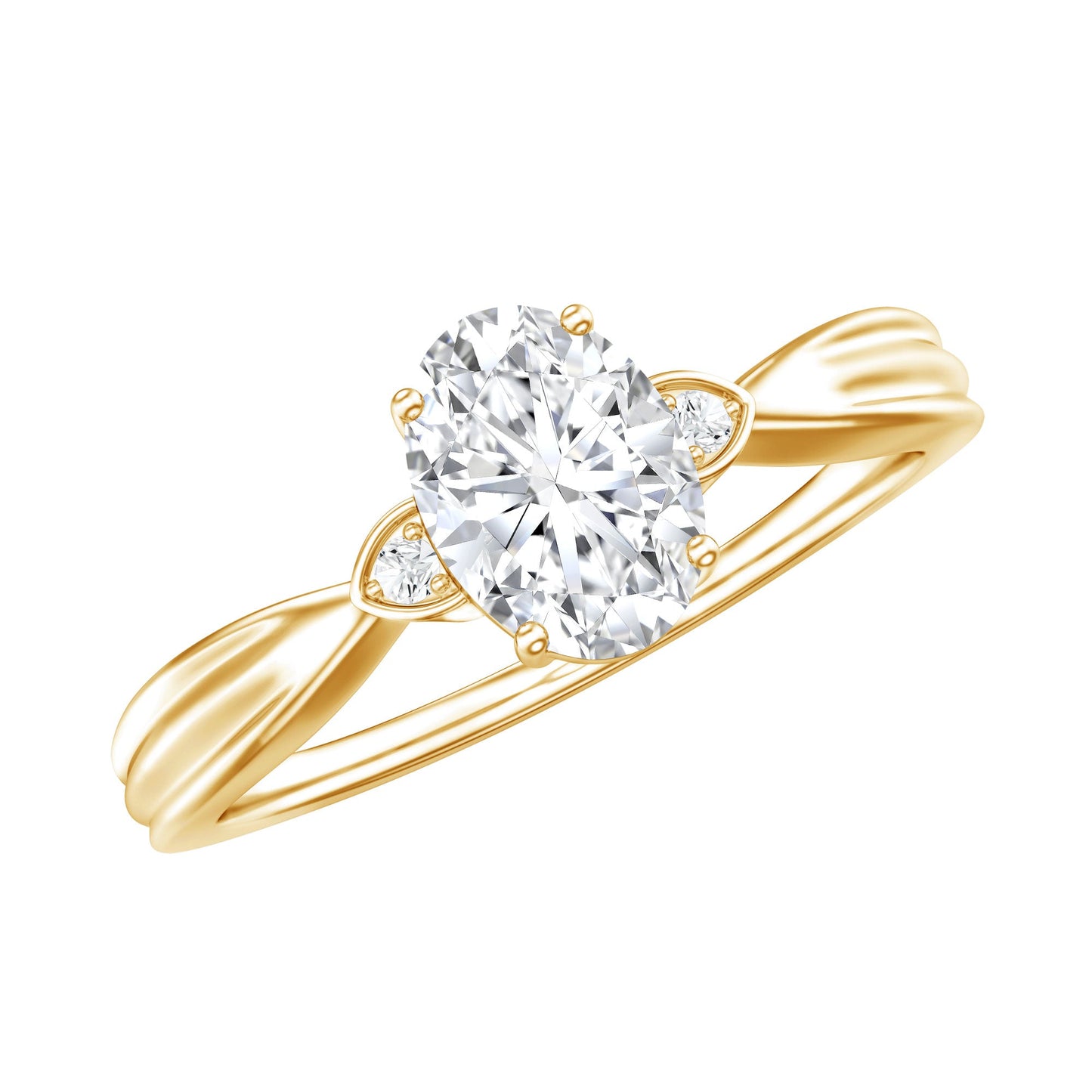 Oval Moissanite Solitaire Engagement Ring with Certificate