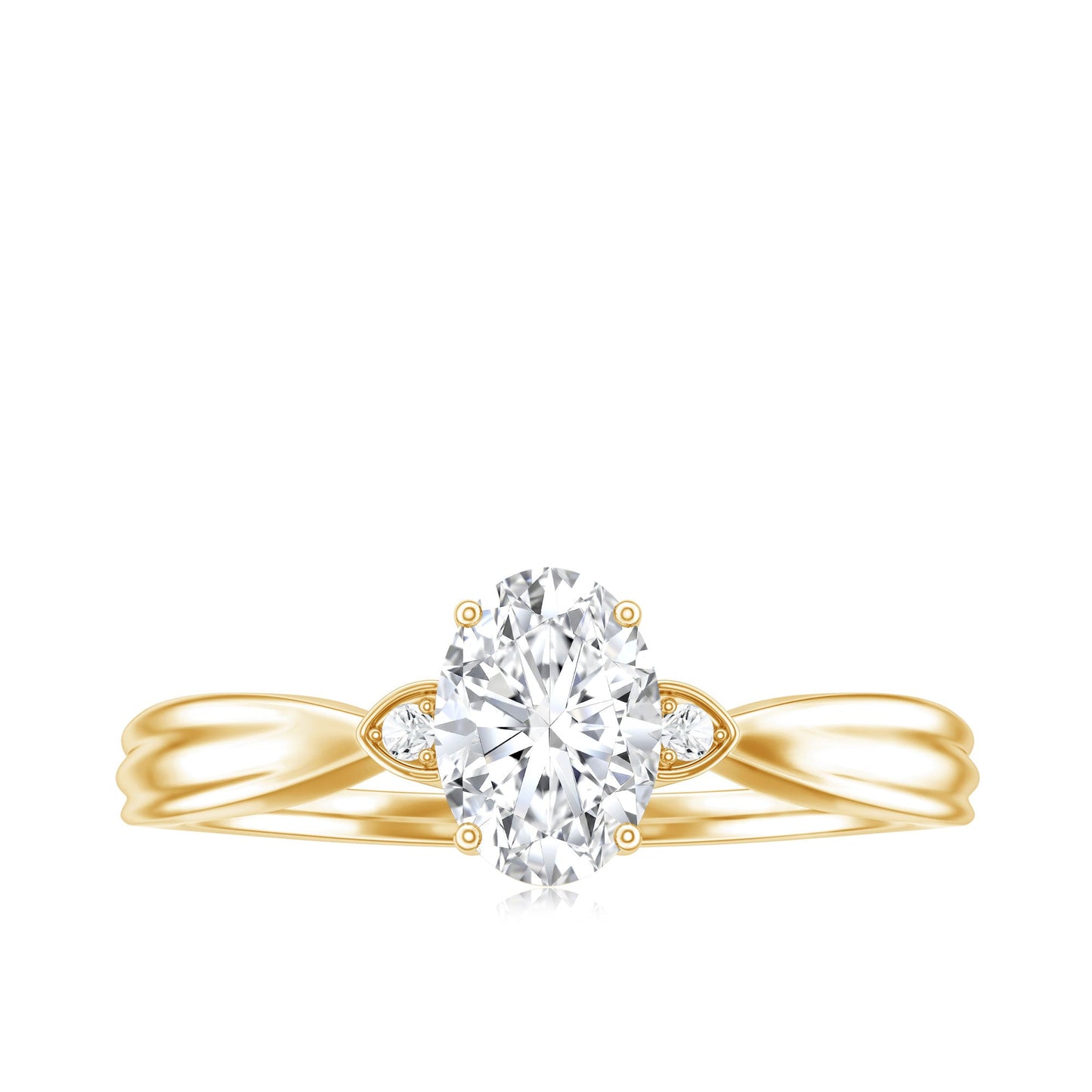 Oval Moissanite Solitaire Engagement Ring with Certificate