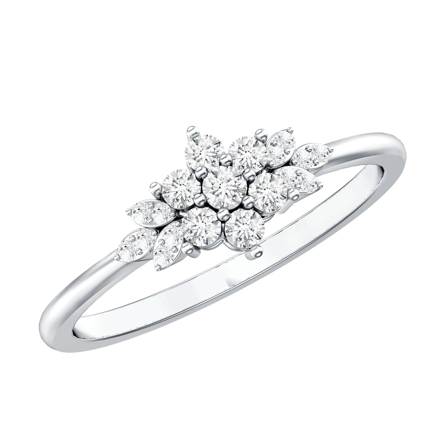 Certified Moissanite Flower Cluster Ring for Women