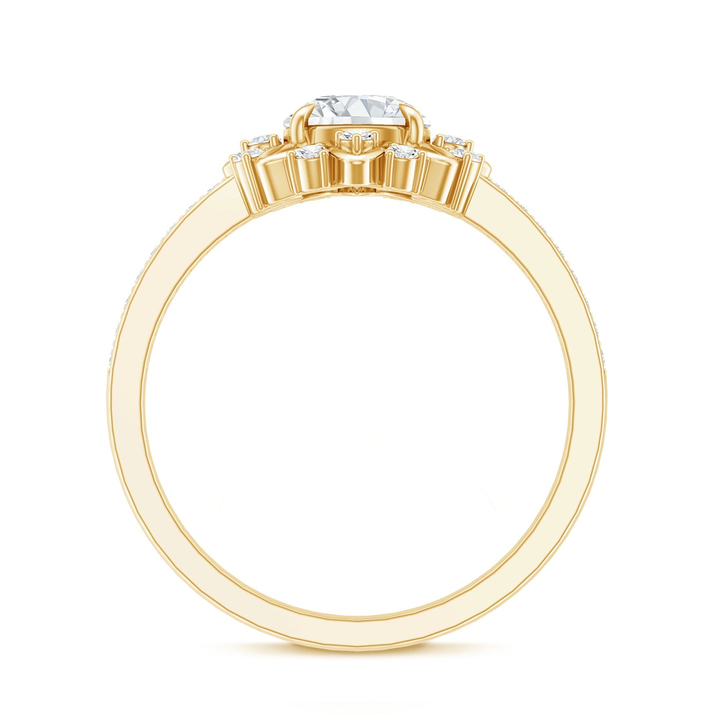Round Certified Moissanite Flower Engagement Ring
