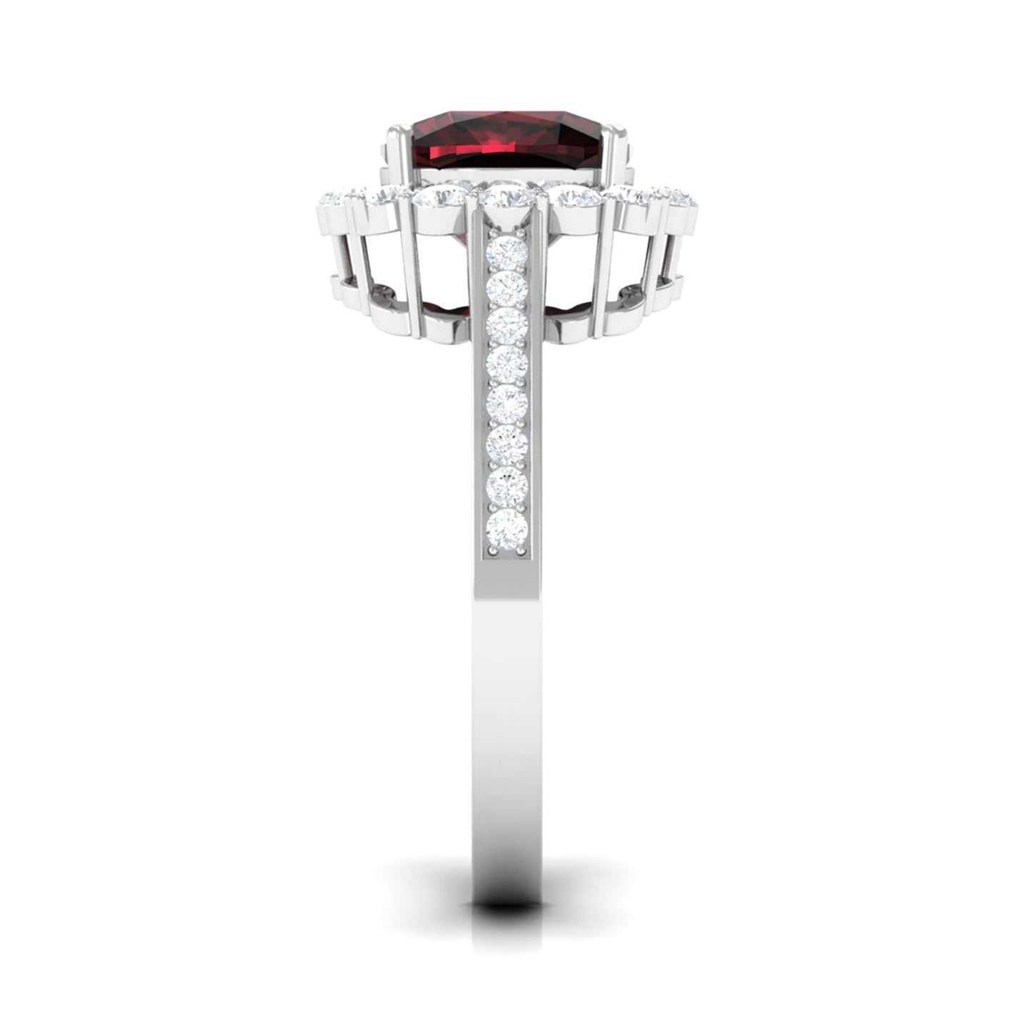 Real 3.2 Carat Garnet Cushion Cut Engagement Ring with Diamond Halo