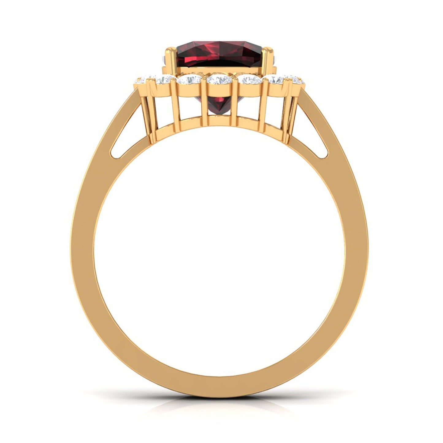 Real 3.2 Carat Garnet Cushion Cut Engagement Ring with Diamond Halo