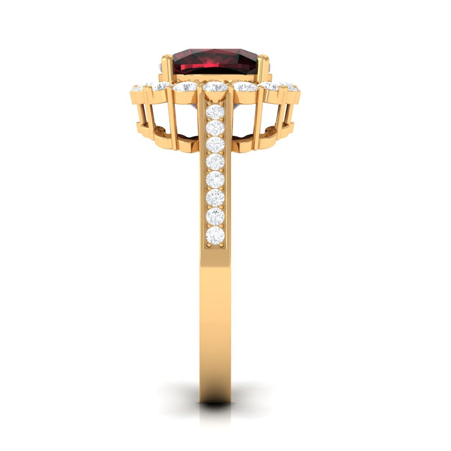 Real 3.2 Carat Garnet Cushion Cut Engagement Ring with Diamond Halo