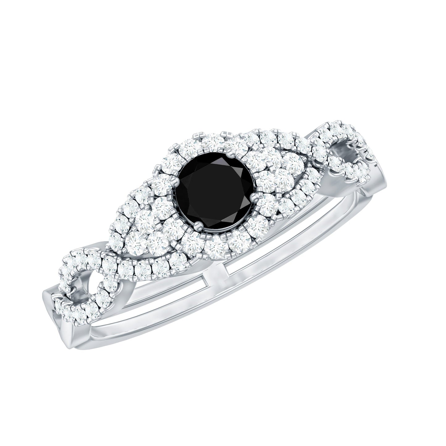 Certified 0.84 Carat Lab Grown Black Diamond Engagement Ring with White Diamond