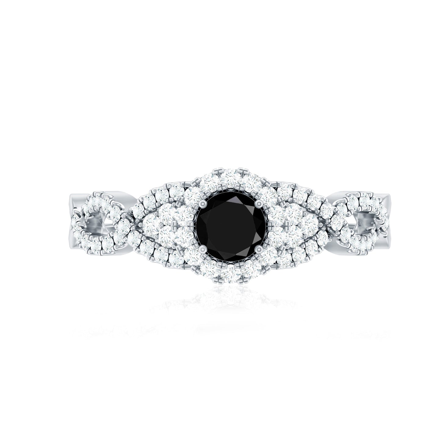 Certified 0.84 Carat Lab Grown Black Diamond Engagement Ring with White Diamond