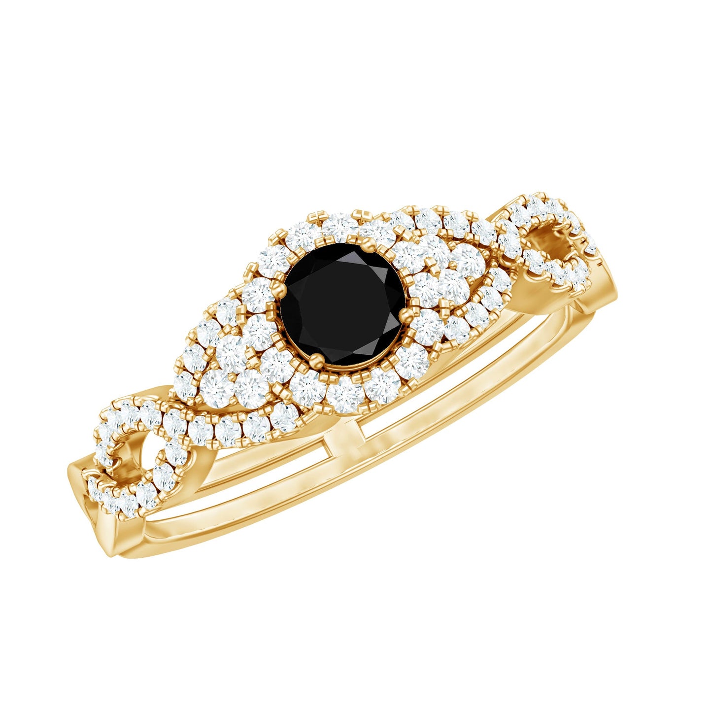Certified 0.84 Carat Lab Grown Black Diamond Engagement Ring with White Diamond