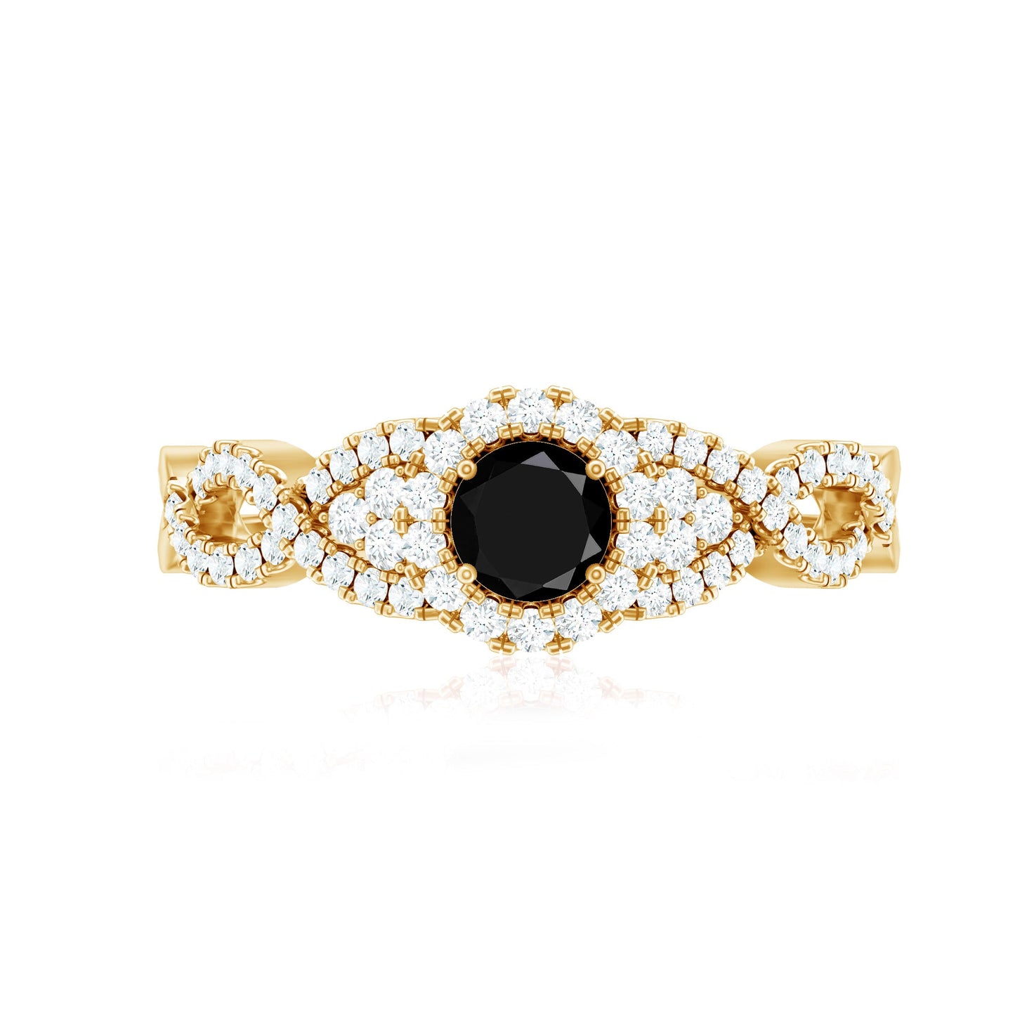 Certified 0.84 Carat Lab Grown Black Diamond Engagement Ring with White Diamond
