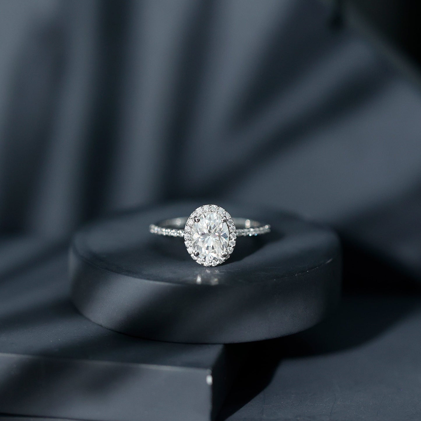 Oval Brilliant Cut Moissanite Classic Engagement Ring