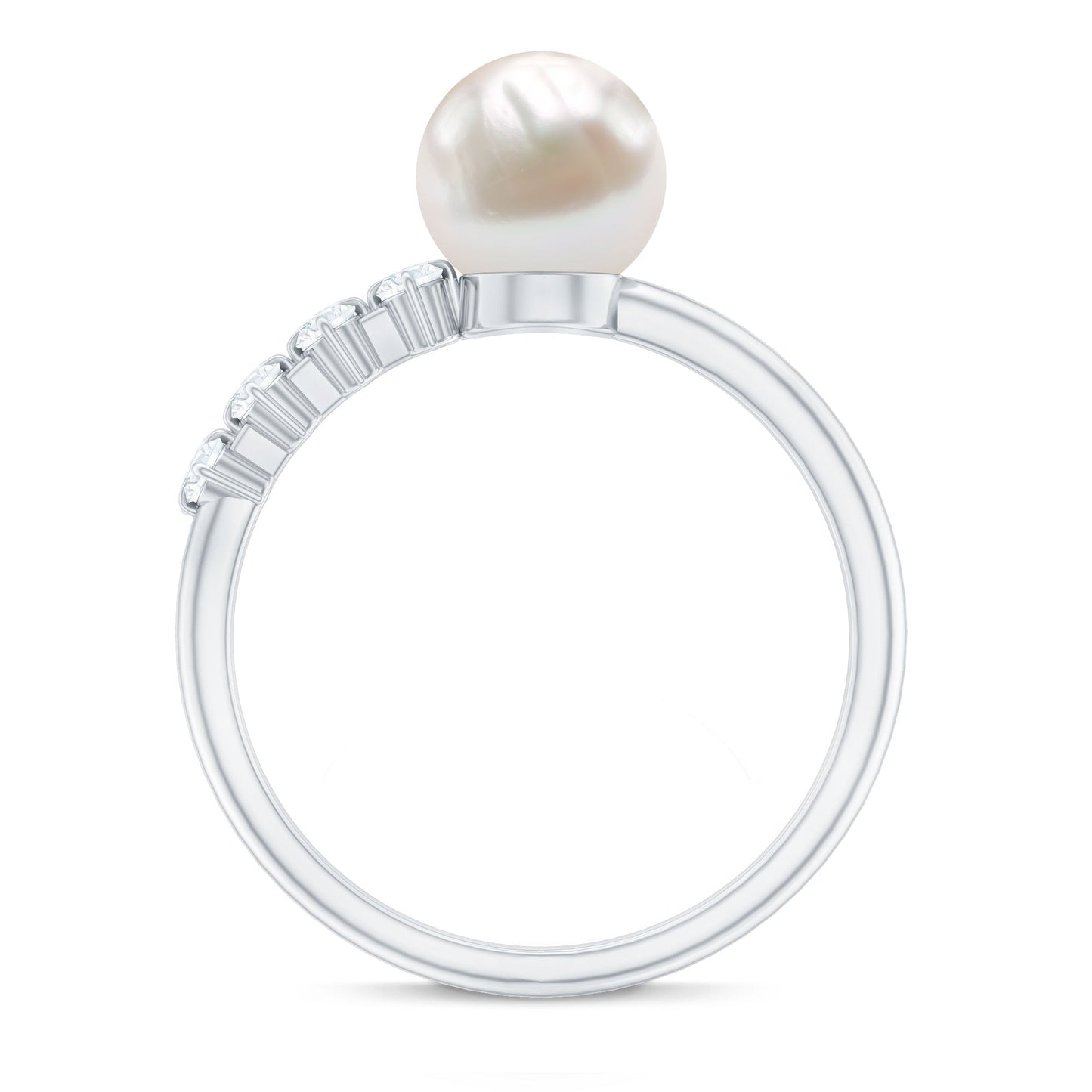 7.4 Carat Freshwater Pearl Engagement Ring with Diamond for Women