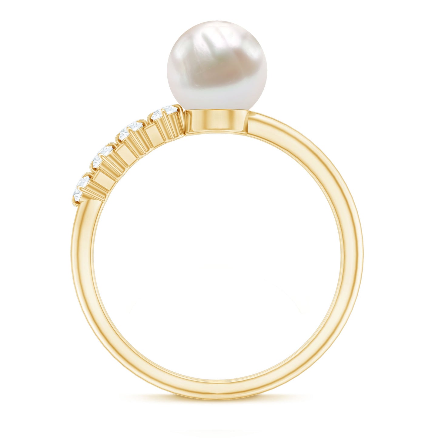 7.4 Carat Freshwater Pearl Engagement Ring with Diamond for Women