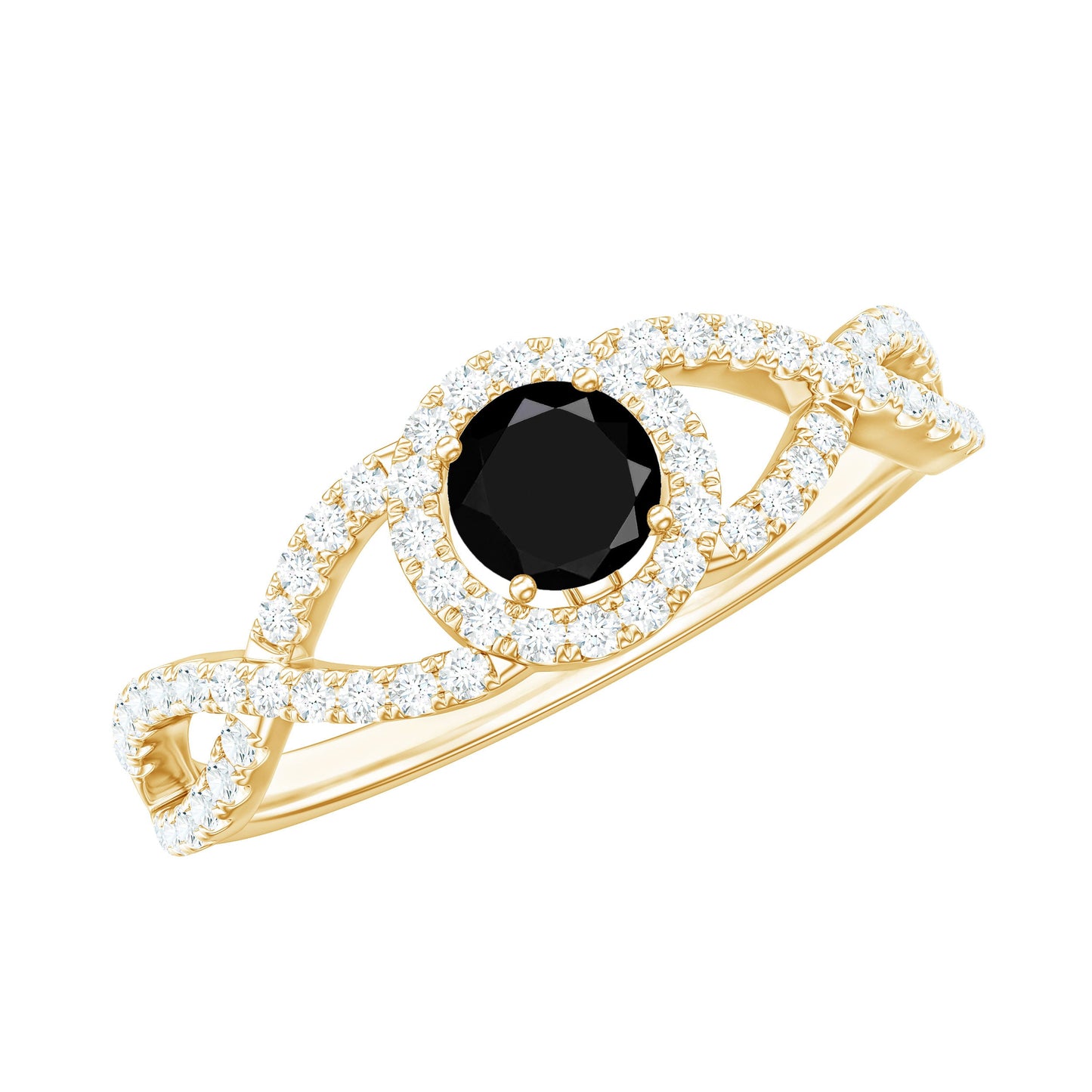 Certified 0.84 Carat Lab Grown Black Diamond Engagement Ring with Criss Cross White Diamond