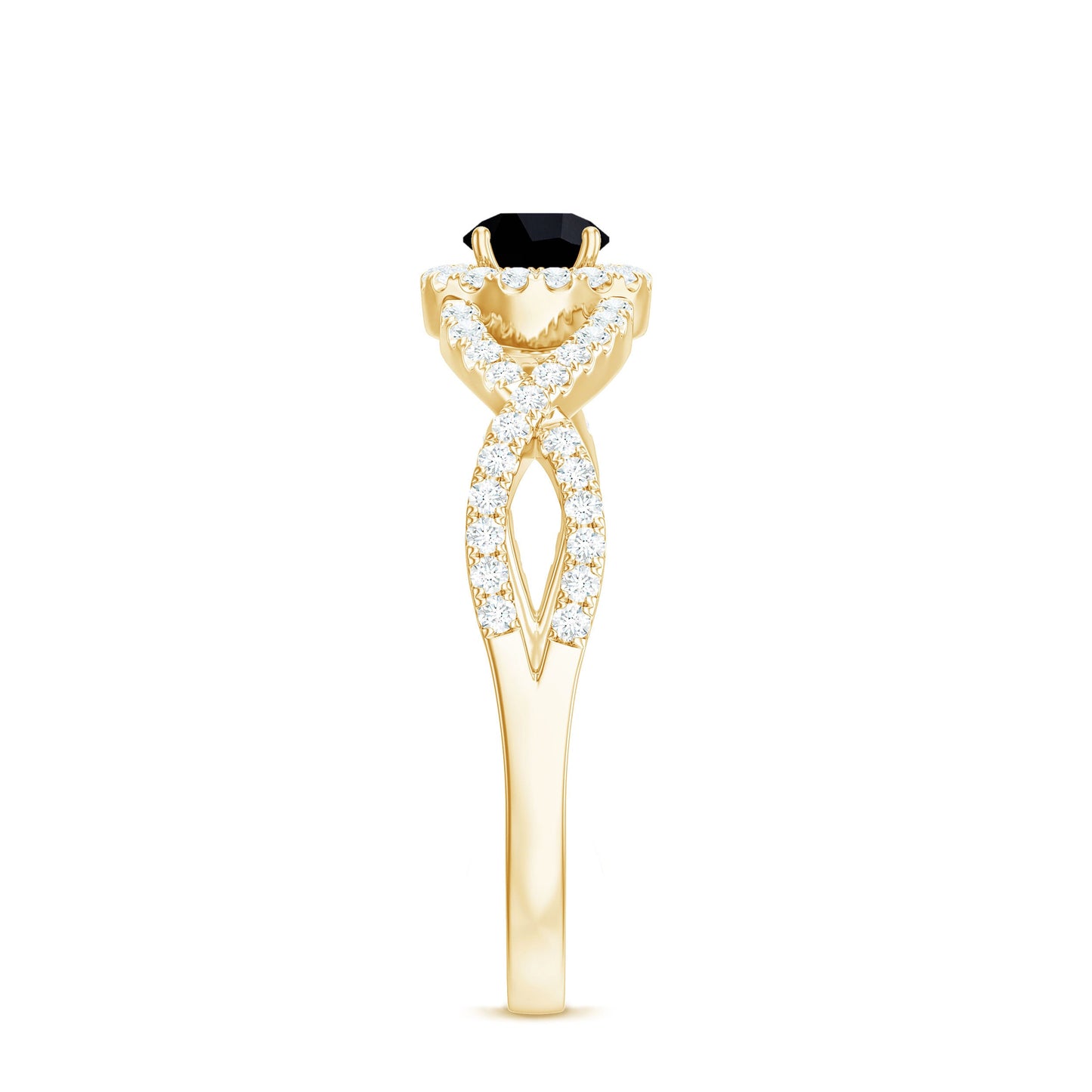 Certified 0.84 Carat Lab Grown Black Diamond Engagement Ring with Criss Cross White Diamond