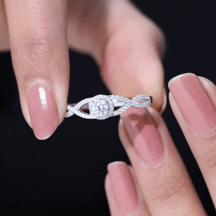 Round Shape Moissanite Crossover Engagement Ring for Women