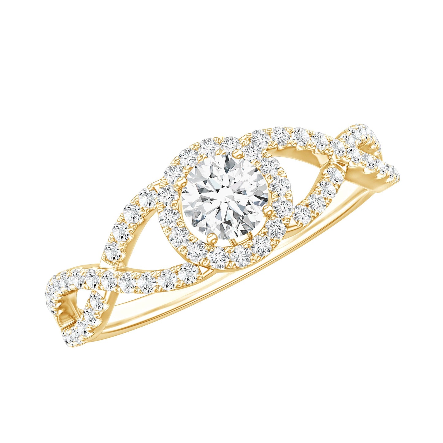 Round Shape Moissanite Crossover Engagement Ring for Women