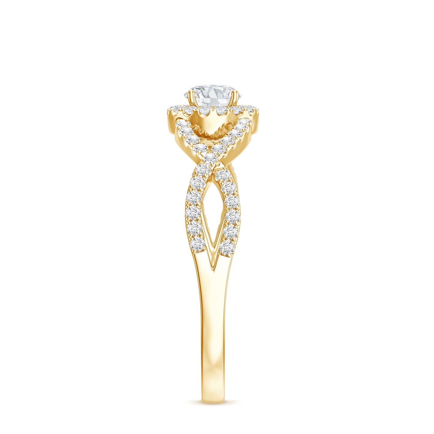 Round Shape Moissanite Crossover Engagement Ring for Women