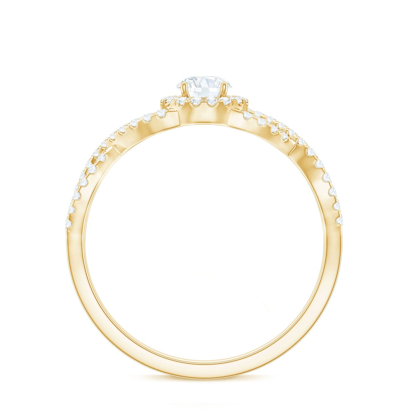 Round Shape Moissanite Crossover Engagement Ring for Women