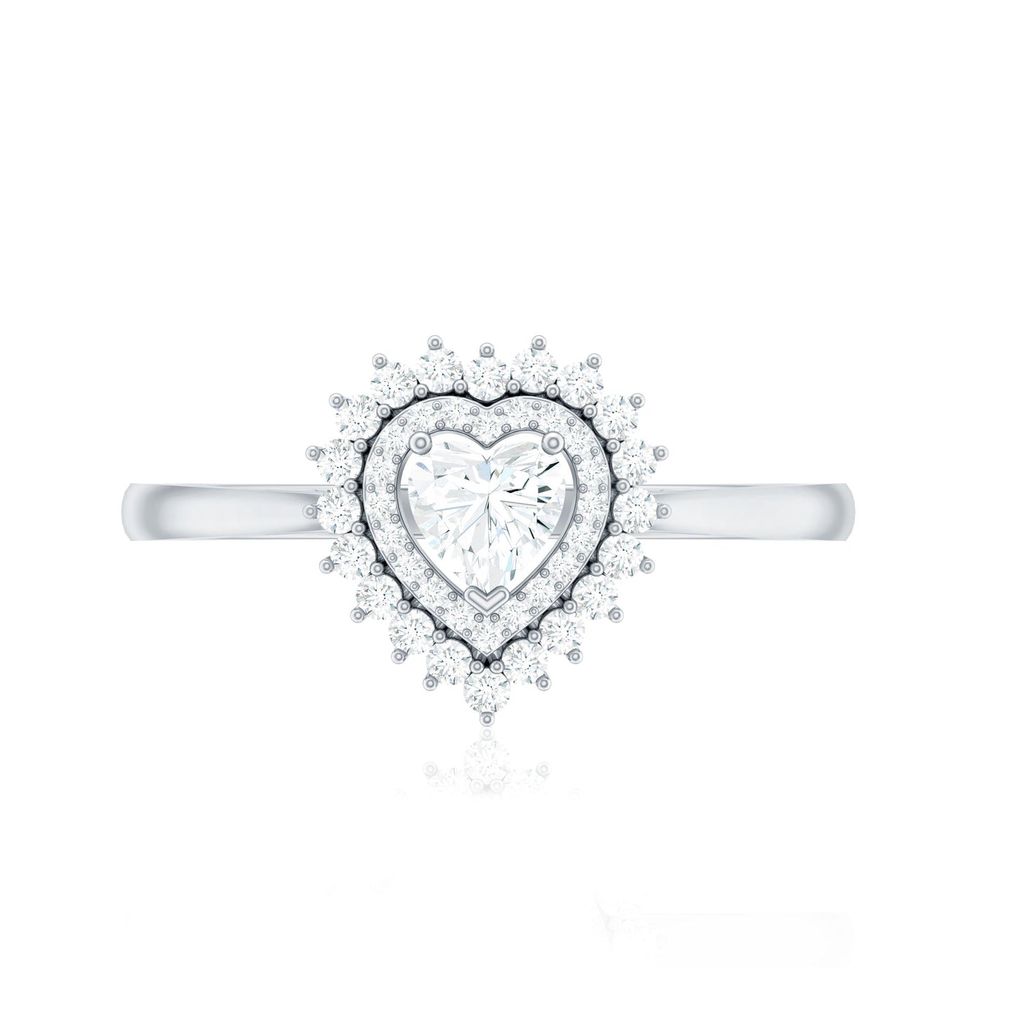Heart Shape Moissanite Engagement Ring with Double Halo