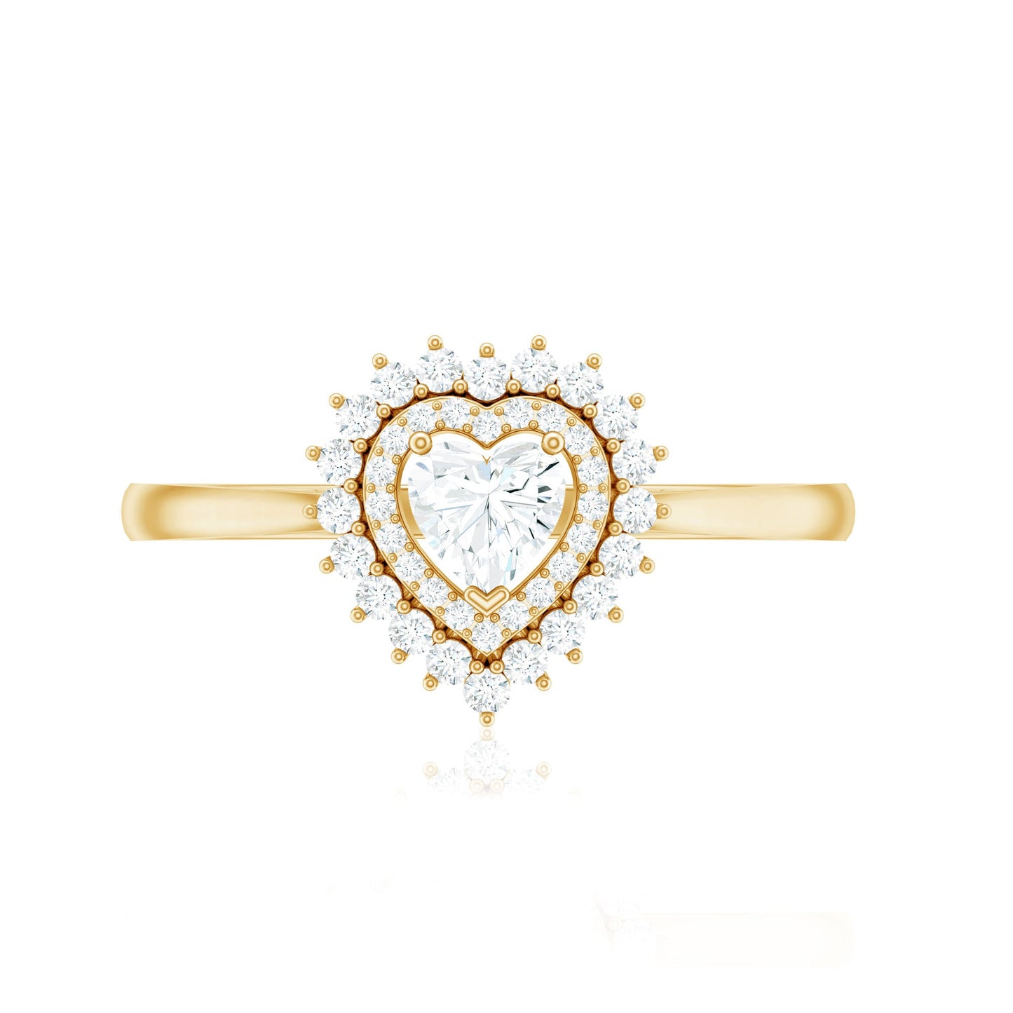 Heart Shape Moissanite Engagement Ring with Double Halo