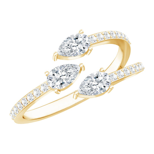 East West Style Moissanite 3 Stone Wrap Ring