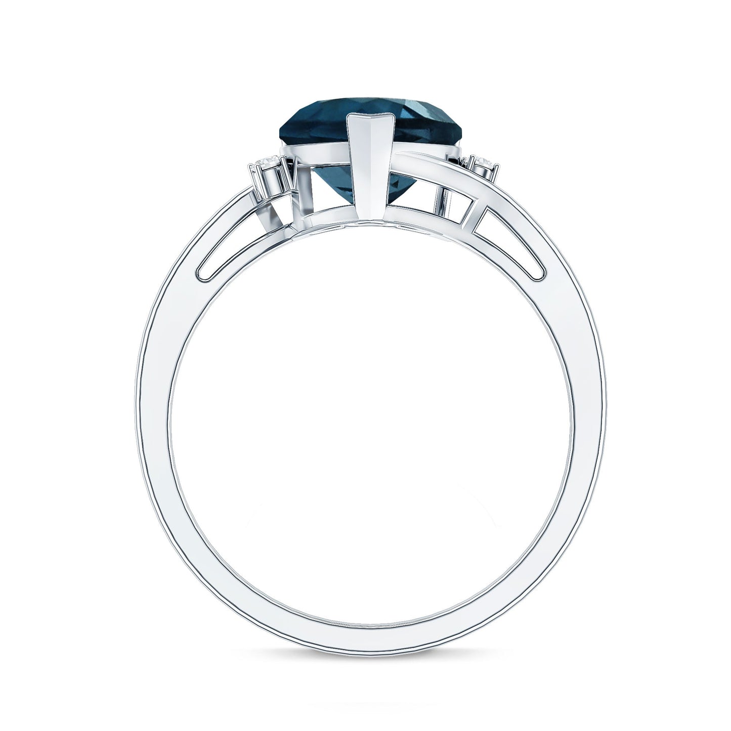Heart Shaped London Blue Topaz Engagement Ring with Diamonds