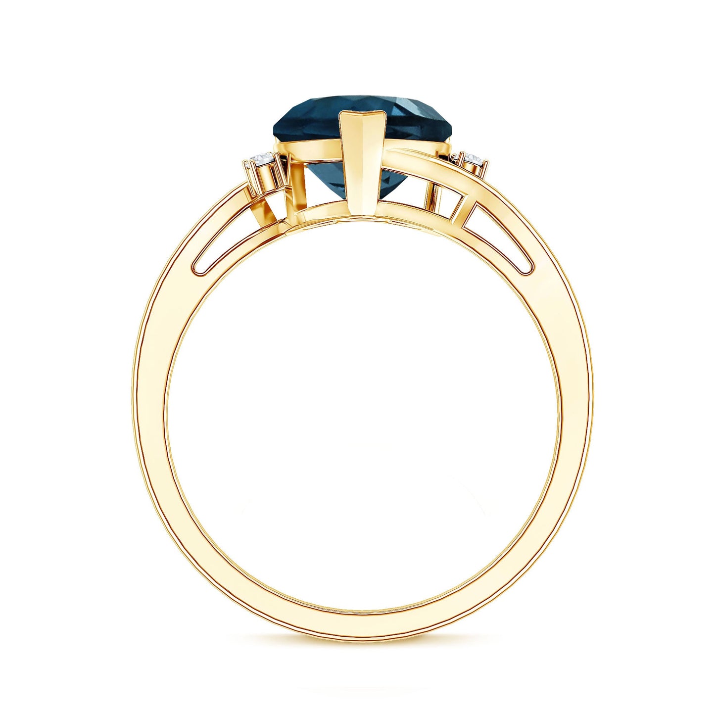 Heart Shaped London Blue Topaz Engagement Ring with Diamonds