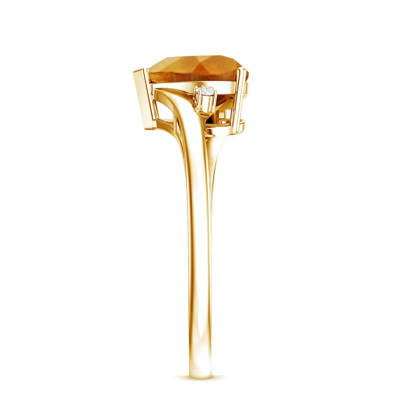 Natural 2 Carat Citrine Heart Engagement Ring with Diamond