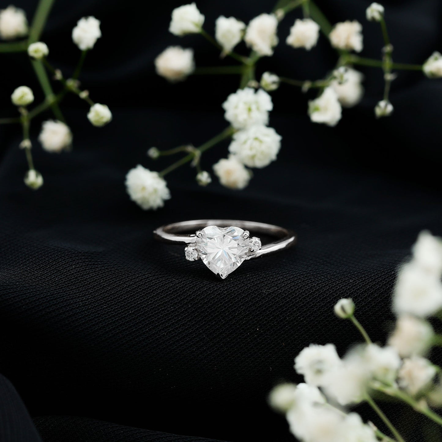 1.5 Carat Solitaire Moissanite Heart Promise Ring