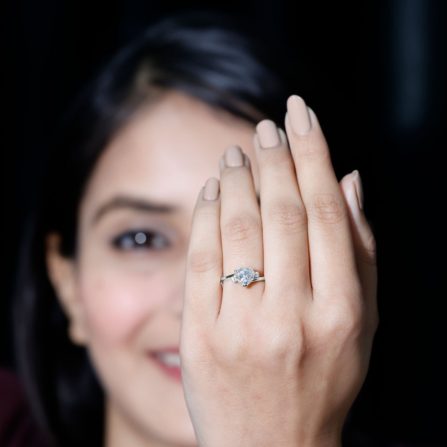 1.5 Carat Solitaire Moissanite Heart Promise Ring