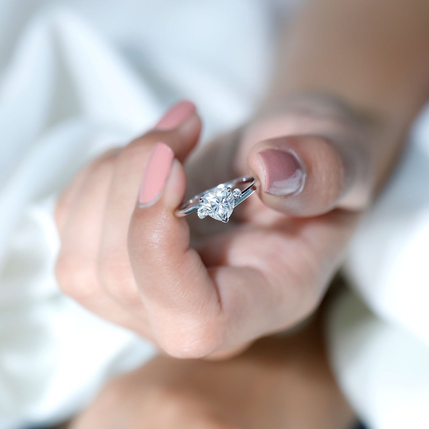 1.5 Carat Solitaire Moissanite Heart Promise Ring