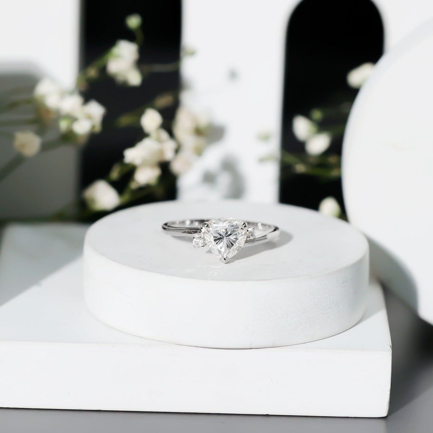 1.5 Carat Solitaire Moissanite Heart Promise Ring