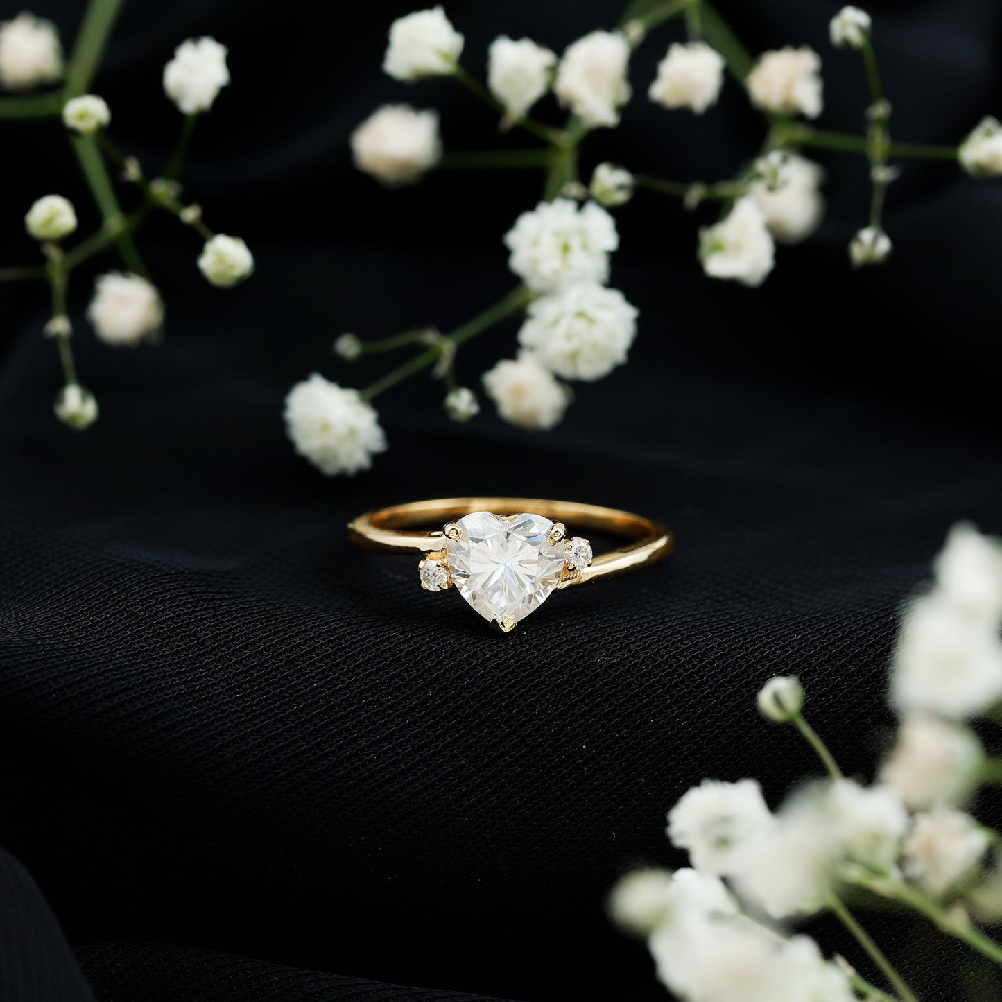 1.5 Carat Solitaire Moissanite Heart Promise Ring