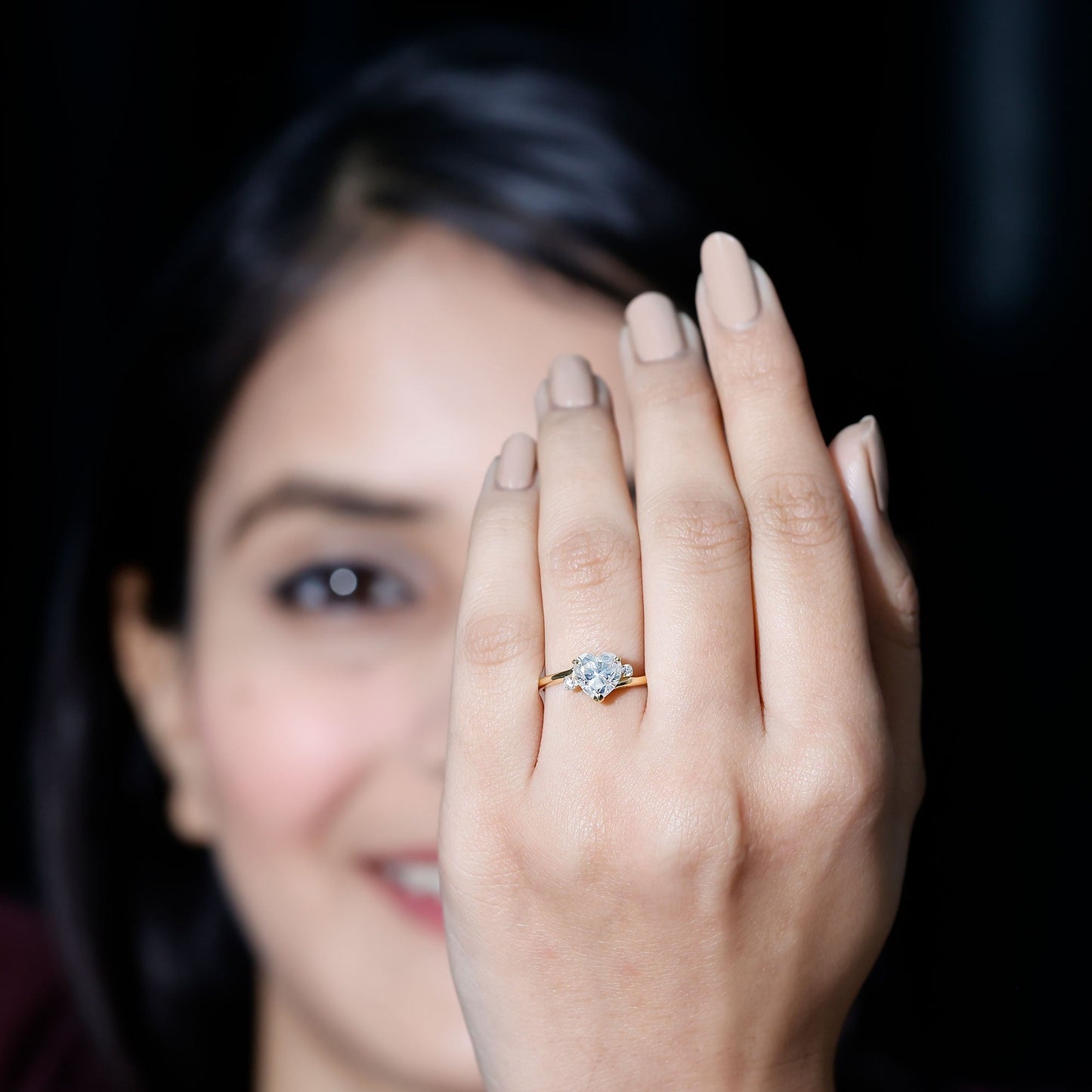 1.5 Carat Solitaire Moissanite Heart Promise Ring