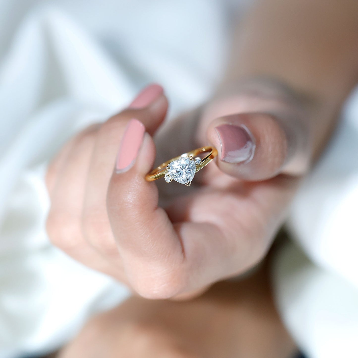 1.5 Carat Solitaire Moissanite Heart Promise Ring